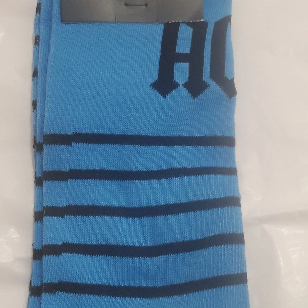 AC/DC blue black stripe men's crew socks‎ new